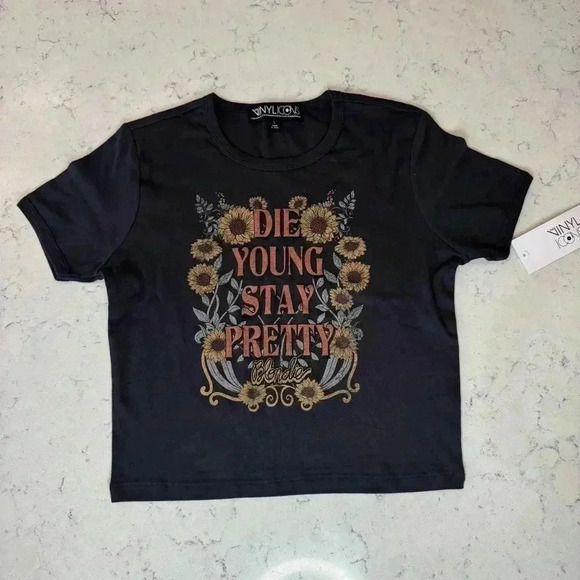 The Vinyl Icons Blondie Die Young Stay Pretty Black Graphic T-shirt Size L NWT - Picture 5 of 8